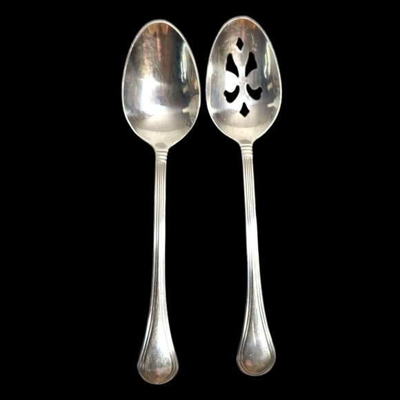 Pfaltzgraff STURBRIDGE 18/0 stainless SERVING SPOONS 6 3/4" Lot of 2 RETIRED - Picture 1 of 9